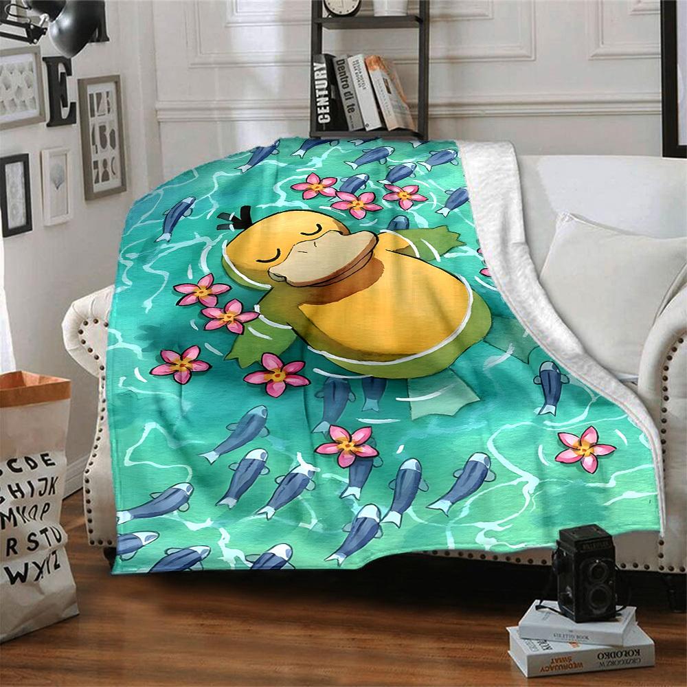1pc Duck, Flowers Blanket Lightweight Flannel Blanket Throw Blanket For Sofa, Bed, Travel, Camping, Livingroom, Office, Couch