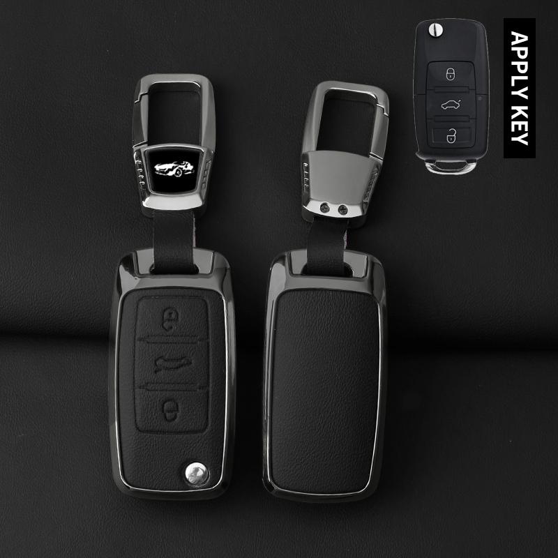Zinc Alloy Leather Car Key Case For Volkswagen Polo Passat Tiguan B5 B6 B7 Lavida Beetle Scirocco Golf 4 5 6 Mk6 Jetta Key Fob