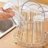 Silver Metal Glass Cup Storage Rack 6 Hooks Cup Drying Rack Practical Cup Organizer  for Home