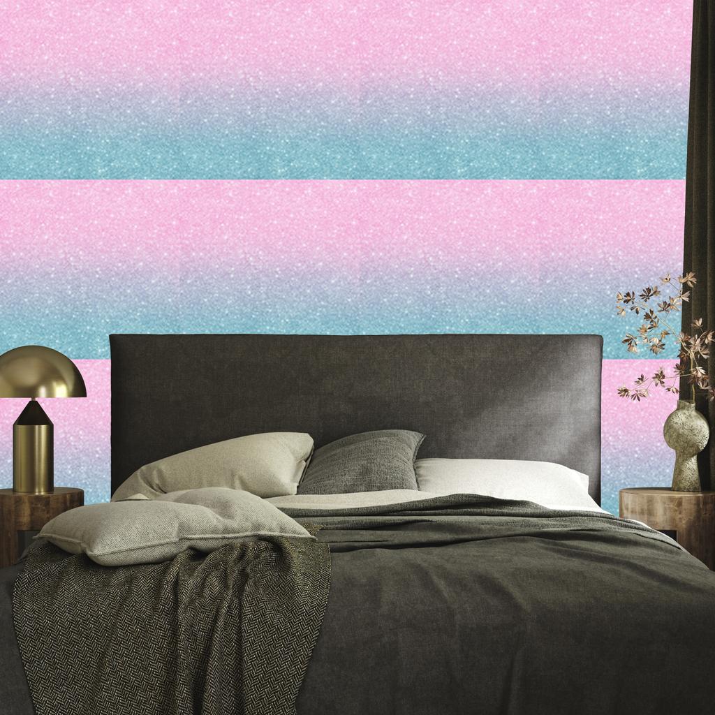 Powder pink, turquoise and blue glitter wallpaper 50x1000