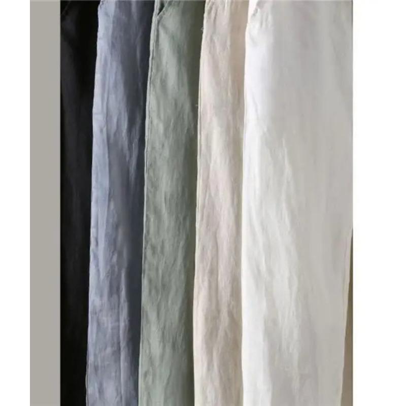 Einfarbige Leinenhose Herren Locker Leinen Freizeit Hose Frühling Sommer Zuhause Gerade Weich Bequem Hose