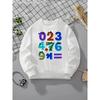 Adorable Numbers Themed Sweatshirt for Girls, Perfect for Autumn And Winter. This Stylish Long-Sleeve Top Offers a