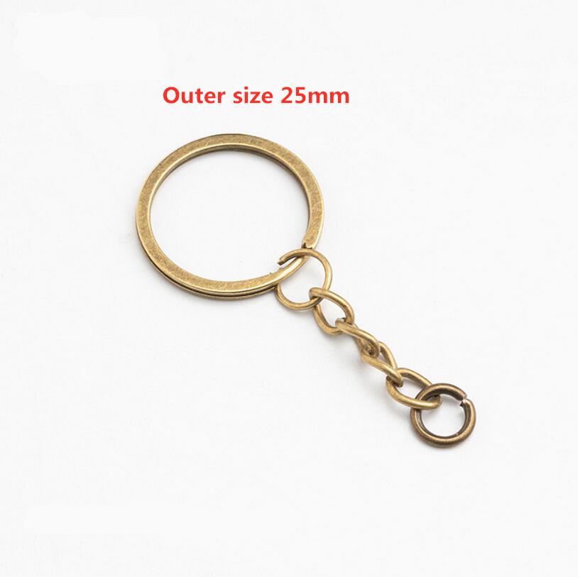 10pcs/lot 25 30mm DIY Key Chains Gold Bronze Color Keyring Keychain Short Chain Split Ring Key Rings Jewelry Finding Accessories