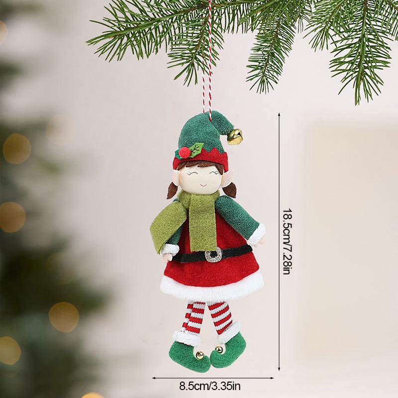 

Santa Claus Elves Doll Hanging Ornaments Christmas Tree Hanging Boy Girl Elf Pendants Kids New Year Party Gift Home Decoration