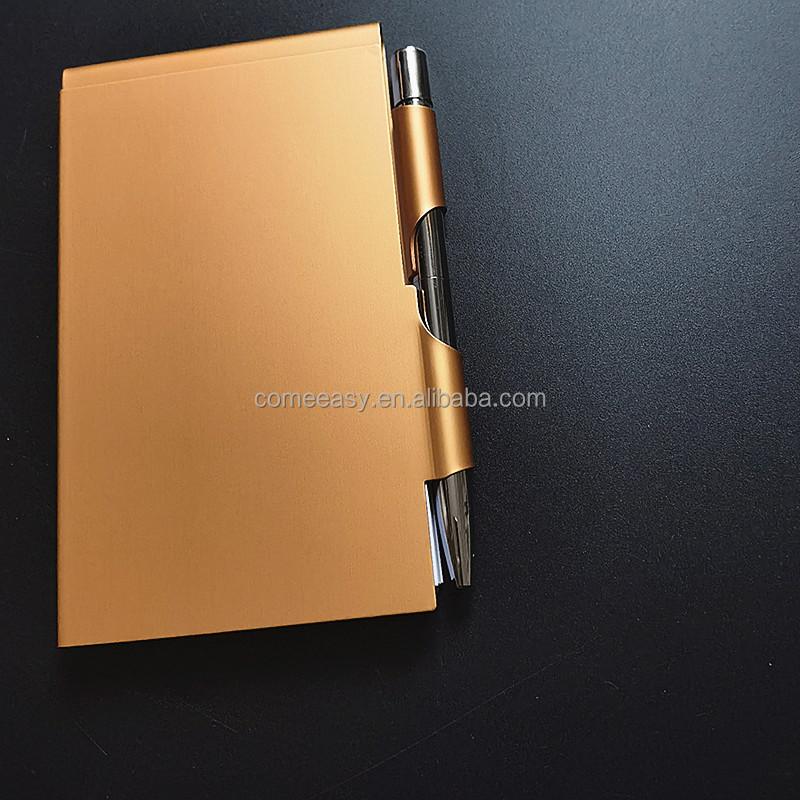 Mini-Aluminium-Metall-Abdeckung Hülle Taschengroßes Tagebuch Notizbuch Notizzettelblöcke Mit Stiften