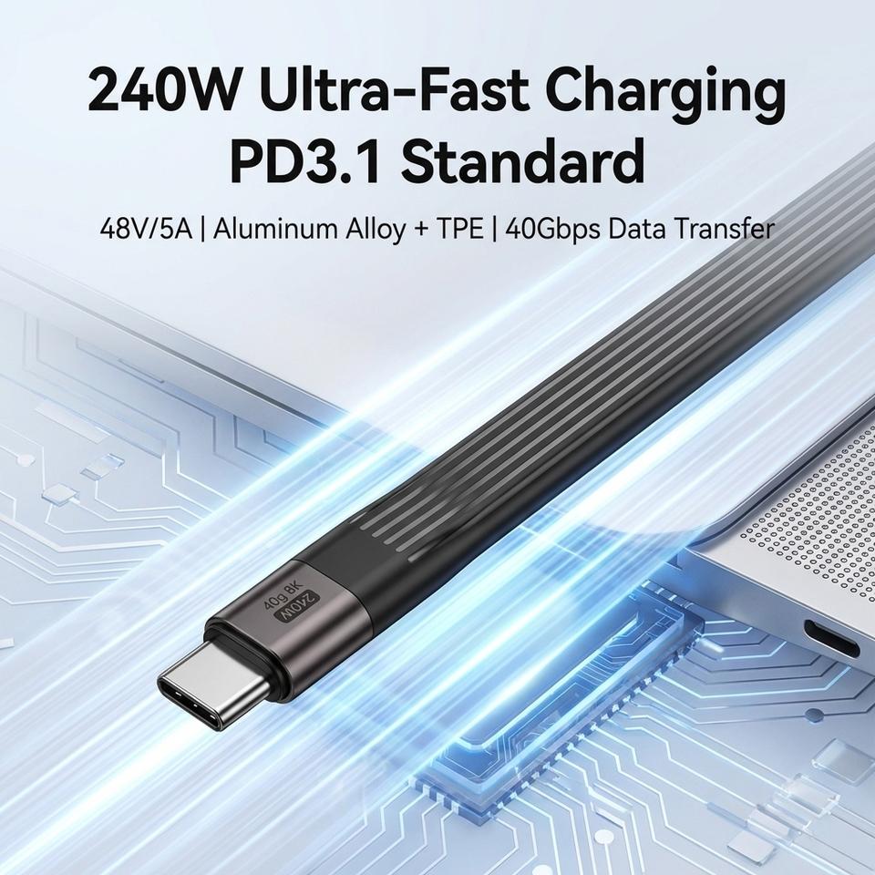 240W 40Gbps Type C Cable with Keychain PD3.1 5A 8K@60Hz USB-C to USB Adapter High-Speed Data Sync And Fast Charging Cable