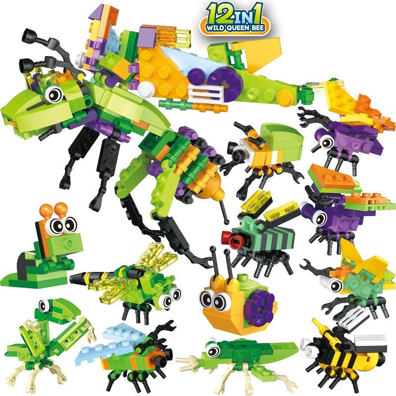 Funny Joy Insect Animals Figures Set Mini Building Blocks Toy Assembly 3D Constructor Micro Bricks For Kids Boys Present Plaything