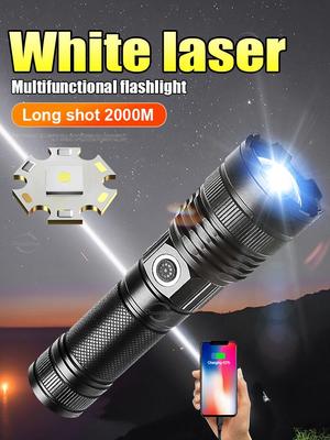 9900LM Vysoce výkonné LED svítilny Bílá laserová svítilna se super dlouhým dosahem Dobíjecí výkonná ruční svítilna