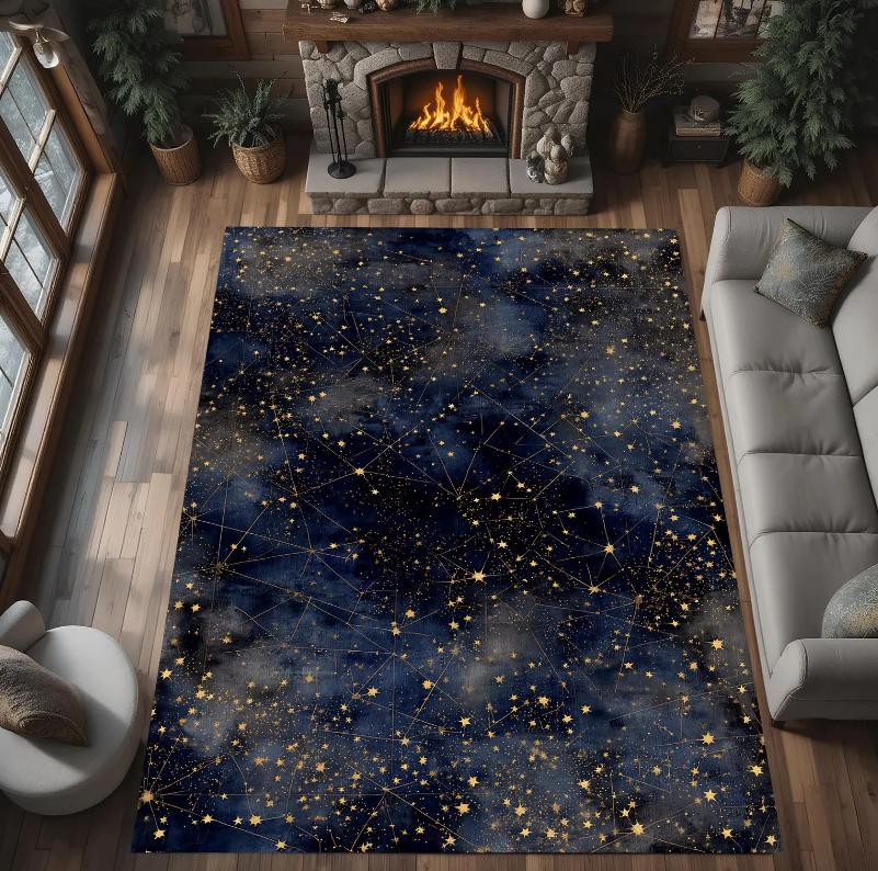 Milky Way Galaxy Rug Starry Sky Space Rug, Star Themed Carpet