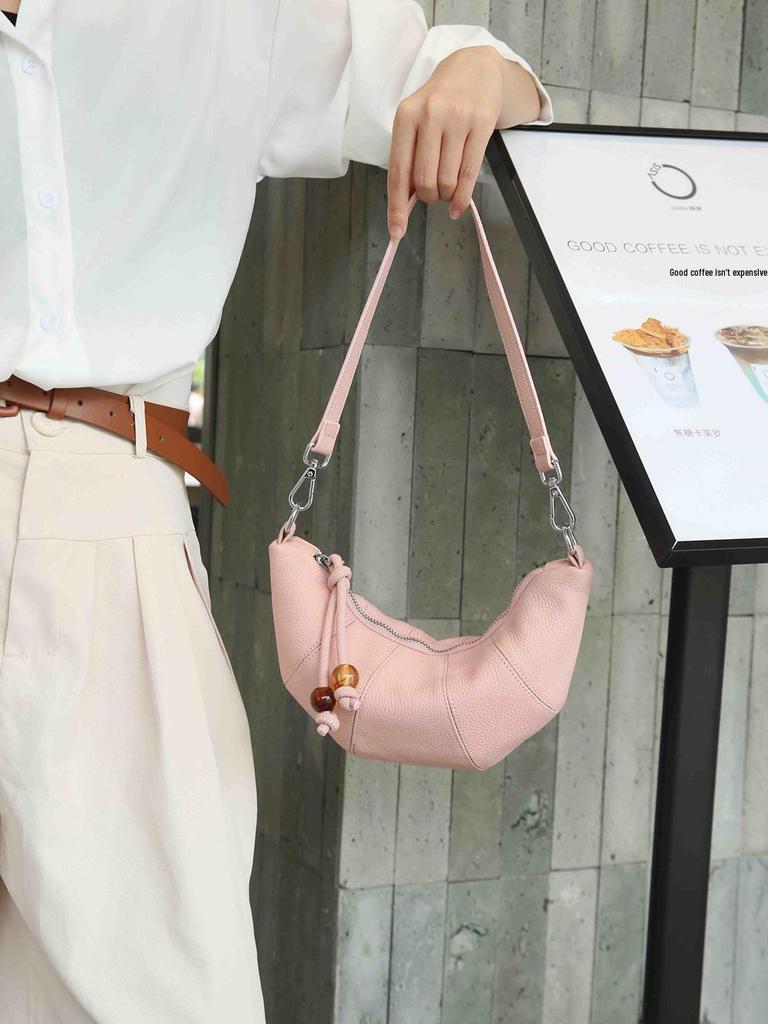 Borsa a Spalla/Crossbody da Donna in Vera Pelle Croissant alla Moda 7786