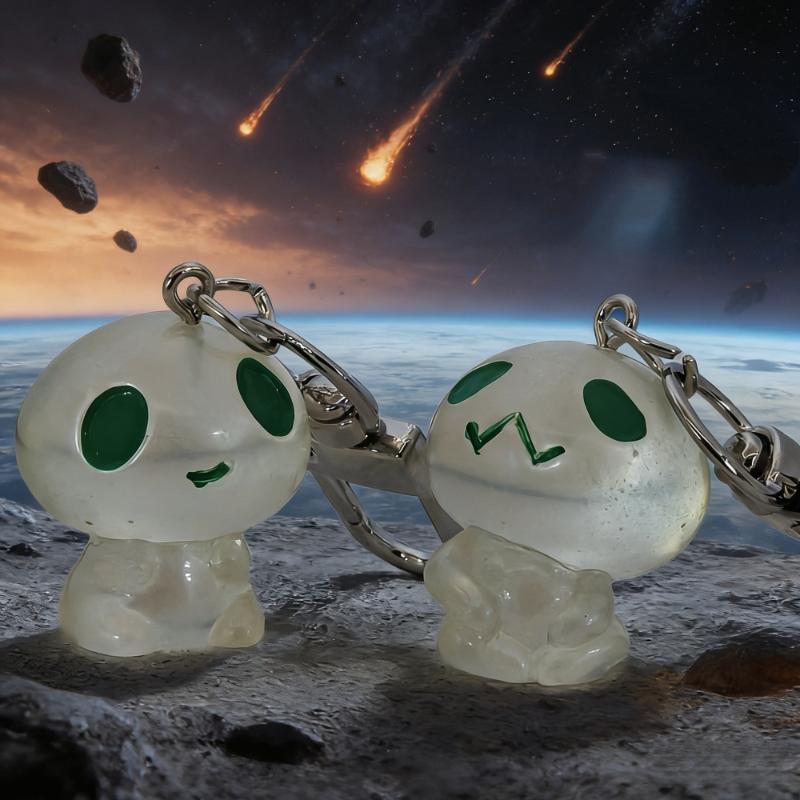 1/4Pcs Luminous Funny Green Alien Lanyard Keychain Resin Charm Mobile Phone Rope Key Chain Backpack Pendants Friend Gifts