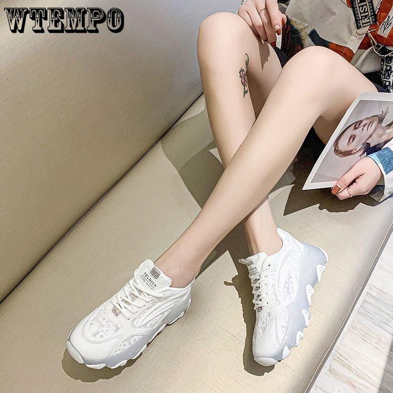 WTEMPO Pár Letní Tenisky Protiskluzové Dámské Běžecké Boty Prodyšná Dutá Síťovina Pánská Ležérní Obuv Venkovní Sportovní Obuv