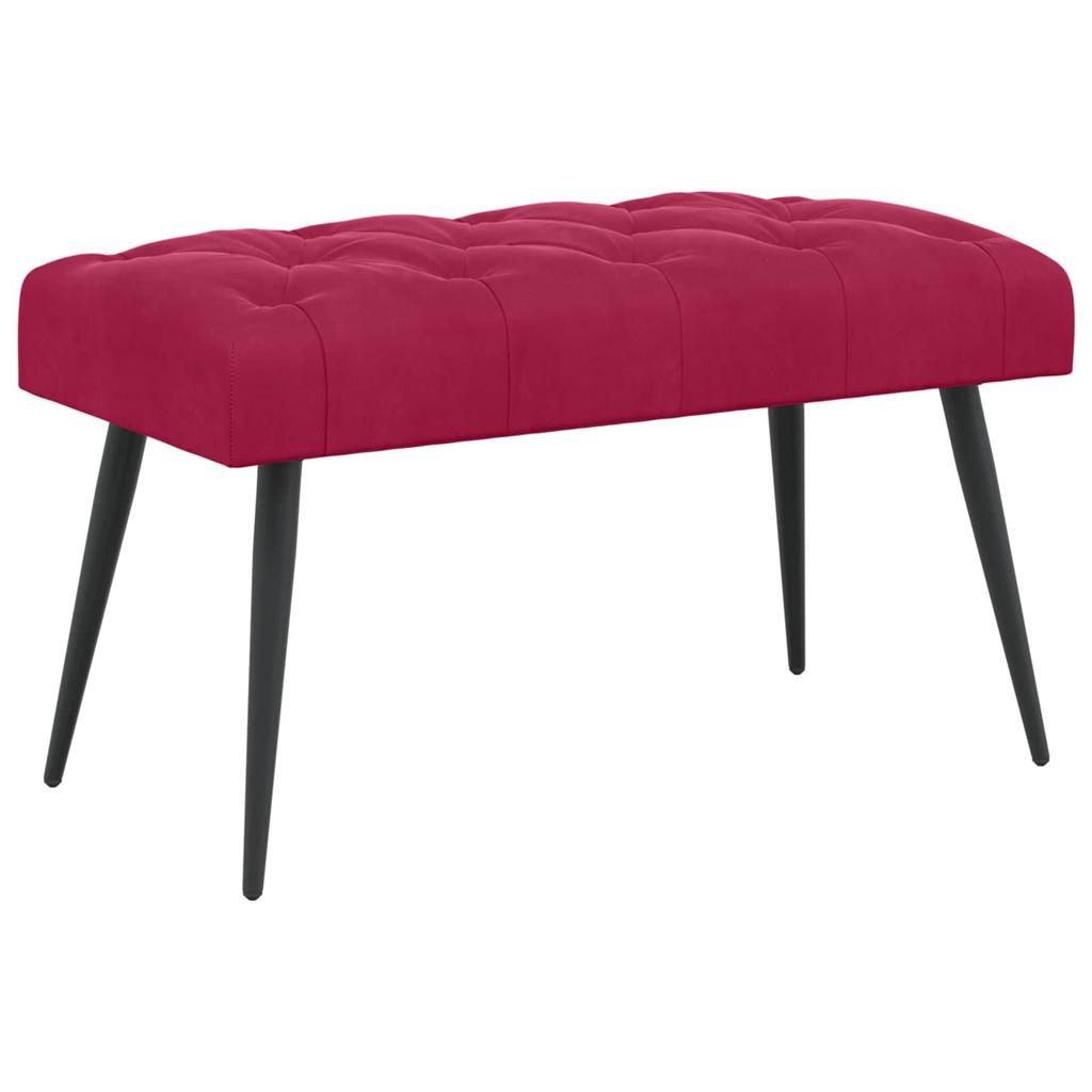 Bench with Button Tufting Wine Red 80 x 40 x 46 cm Velvet