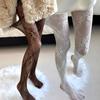 2026 Retro Floral Lace White Black Stockings Korean Sexy Hollowed Out Lace Mesh Stockings with Bottom Pantyhose for Women Tights
