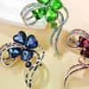 Fashion Rhinestone Crystal Four Leaf Clover Brooches For Women Clothing Coat Jewelry Accessries Gifts