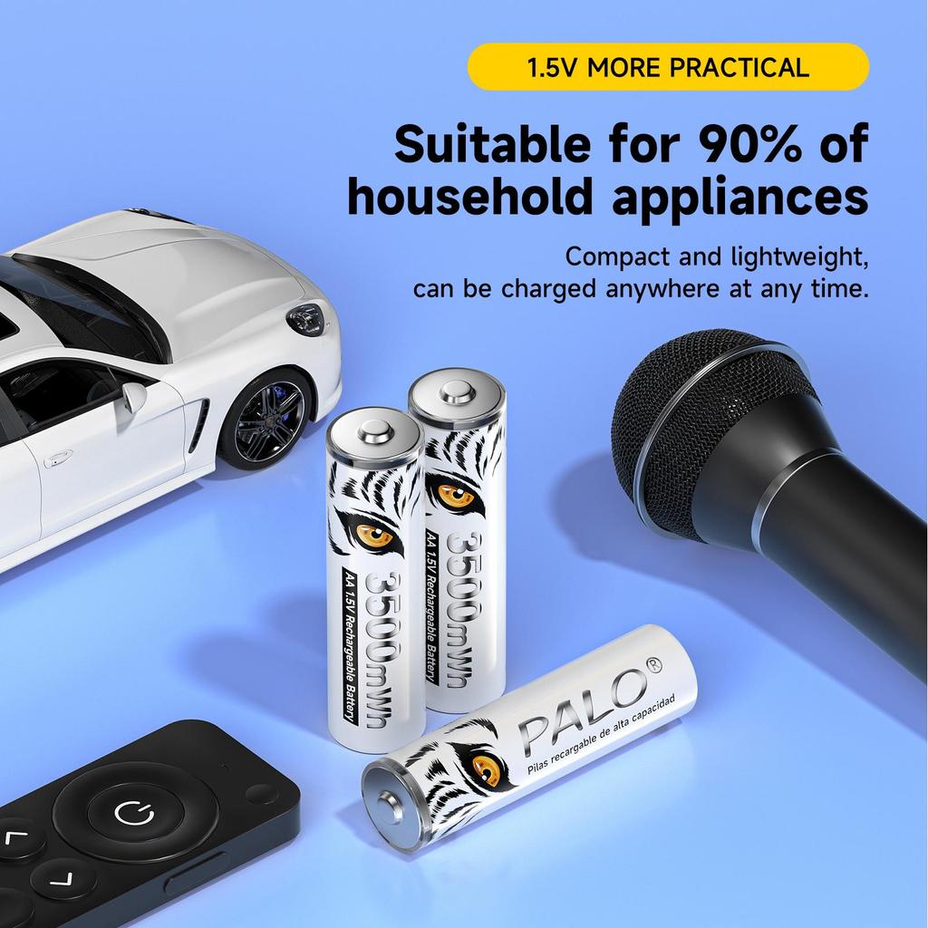 PALO 3500 mWh 1,5 V AA Li-Ionen-Akku AA Lithium-Ionen-Batterien AA-Zelle 2A-Batterien mit AA AAA-Batteriehaltern