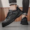 Light luxury autumn low-top sports and leisure shoes, youth flat-soled leather skateboard shoes