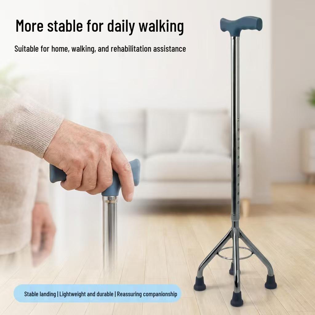 Stable Non-Slip Four-Legged Adjustable Lightweight Aluminum Walking Cane for Elderly