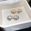 18k real gold electroplated zircon studded ear clips for women, no piercings, minimalist fashionable ear bone clips, high-end earrings