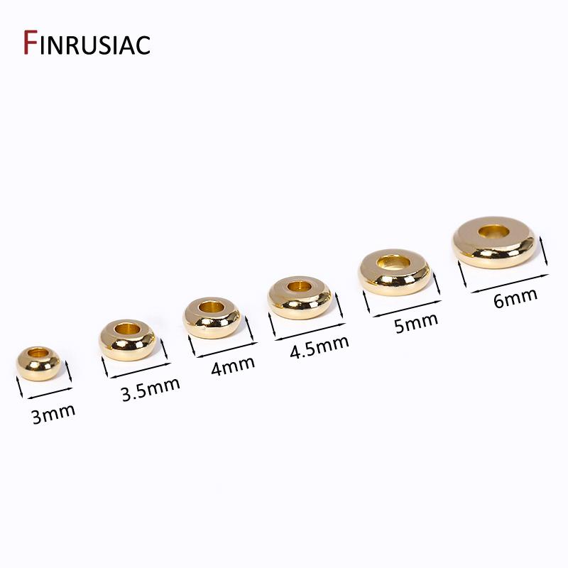 

50PCS 3/4/5/6mm 14K Real Gold Plated Brass Spacer Beads For Jewelry Making High Quality Loose Beads To Make Bracelet Accessories 3mm-50pcs