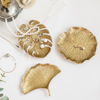 Europese Licht Luxe Dienblad Ornament Schildpad Blad Metalen Sieradenbord Fruitschaal Opbergschaal, Woonkamer Creatief Handwerk