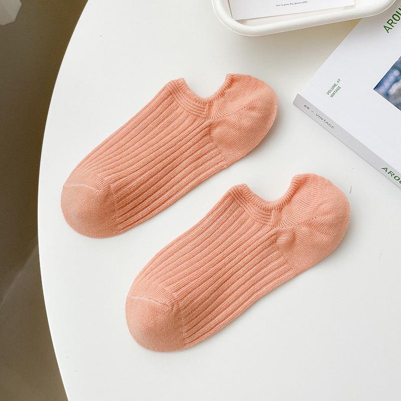 Shallow-mouthed Women's Boat Socks, Thin, Breathable Pure Cotton Socks for Spring and Summer, Candy-colored Solid-colored Women's Short Socks