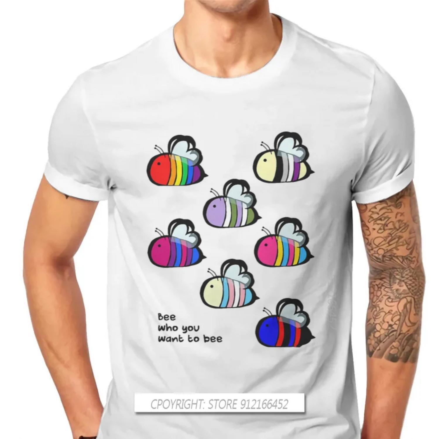 

Bee Swarm Fashion TShirts LGBT Pride Month Lesbian Gay Bisexual Transgender Men Harajuku Fabric Tops T Shirt O Neck Big Size XXXXXL чорний