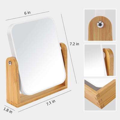 Vanity Makeup Mirror with Natural Bamboo 1X/3X Magnifying Double Sided 360 Degree Swivel Travel Portable Cosmetic Compact Mirror
