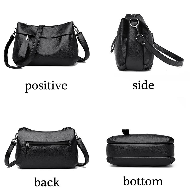 Трехслойные женские сумки на плечо большой вместимости, однотонные простые женские сумки-мессенджеры из мягкой кожи, легкие маленькие сумки в стиле ретро