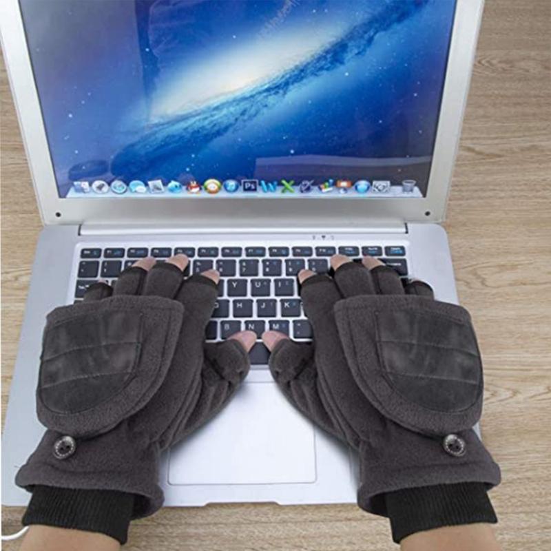 usb Fingerless Gloves Thermal Gloves Heated Gloves Fingerless Touchscreen Fleece Gloves Split Finger Gloves