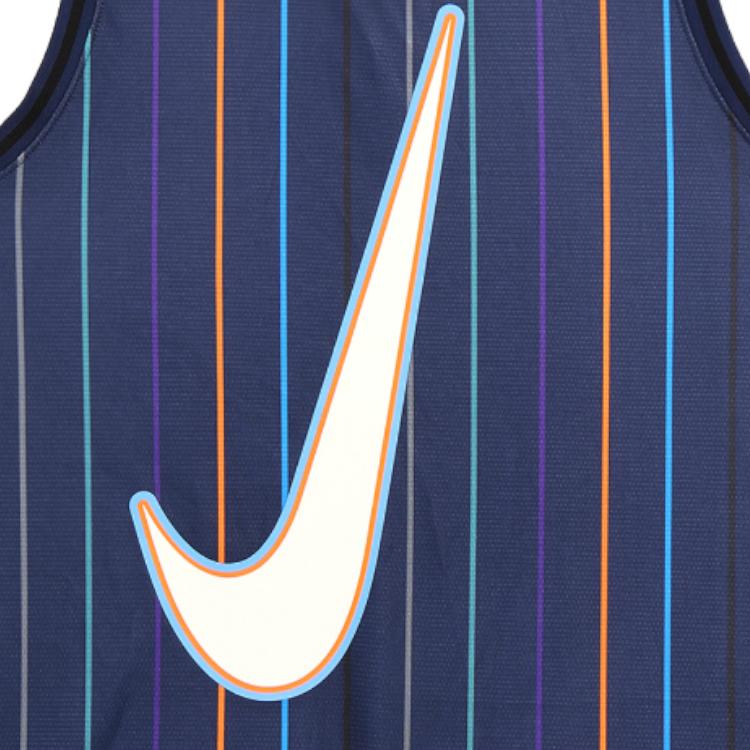 Nike Breathable Round Neck Striped Basketball Tank Top Men Tops Blue DX0436-410