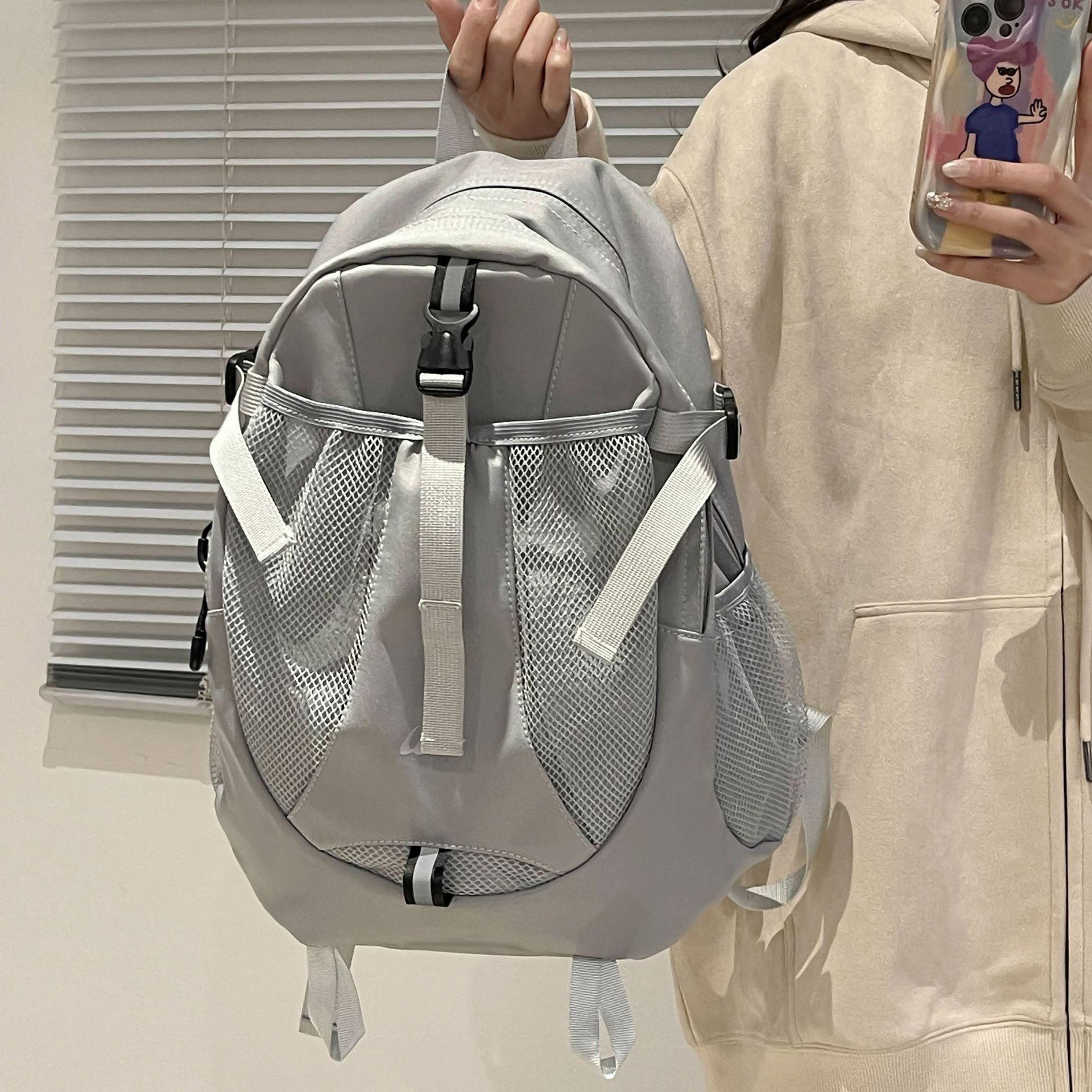 

Outdoor hiking light mountaineering bag female ins style fashion high school student schoolbag college student backpack sports bag male Below 20L серый