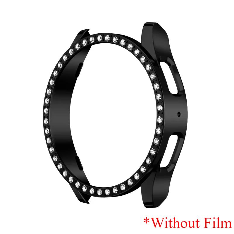 Glass+Diamond Case for Samsung Galaxy Watch 7 40 44mm Accessories Bling PC Bumper+Screen Protector for Galaxy Watch 7 Cover Case