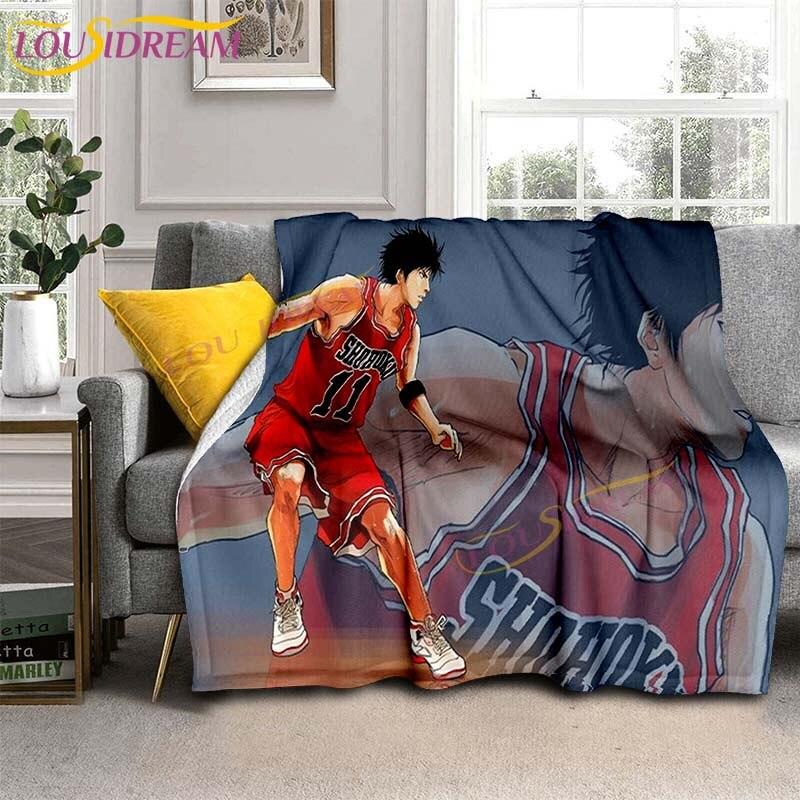 SLAM DUNK Blankets Slam Dunk Sakuraqi Flannel Blankets 3D Cartoon Throw Blankets for Bedroom Sofa Travel Camping Warm Blankets