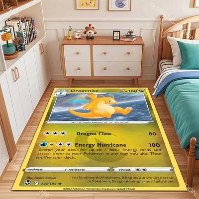 Best Seller! Pokemon Dragonite Cards Pattern Carpet for Bedroom LivingRoom Entrance Door Mat Kids Room Play Decor Rug Great Gift