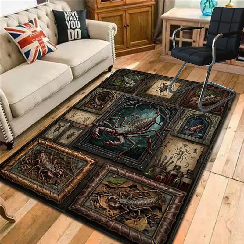 Scorpion Studies Gothic Frames Pattern Rug Floor Mat for Living Room or Bedroom Soft and Comfortable Carpet a Gift for Birthday and Holiday.