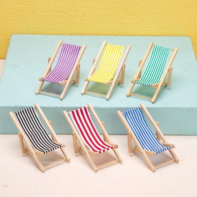 Puppenhaus Miniaturartikel Holz Strandstuhl Modell für Mädchen Mini Möbel Outdoor Liegestuhl Miniatur Szenenzubehör