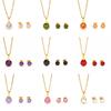 Popular in Europe and The United States, Round Color Zircon Titanium Steel Set, Versatile Exquisite Women's Collarbone Chain Earrings, Versatile 2026