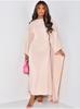 Elegant Terylene Long Dress With Round Neck And Flared Sleeves For Spring Women