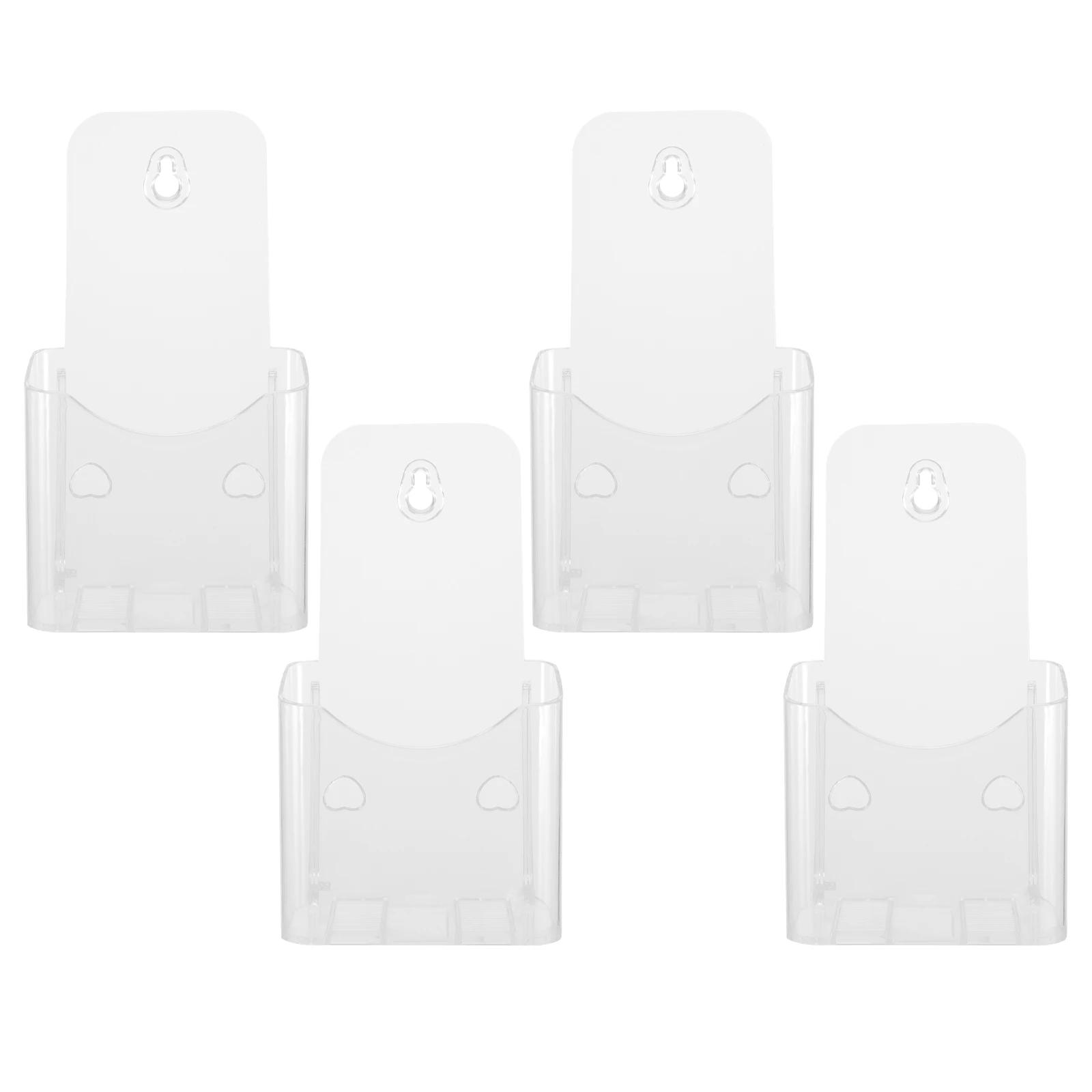 

4 шт. Акриловая подставка для дисплея Трехсекционные листовки Прозрачный акриловый держатель для брошюр Органайзер для настольных аксессуаров Держатель для визиток и заметок прозрачный