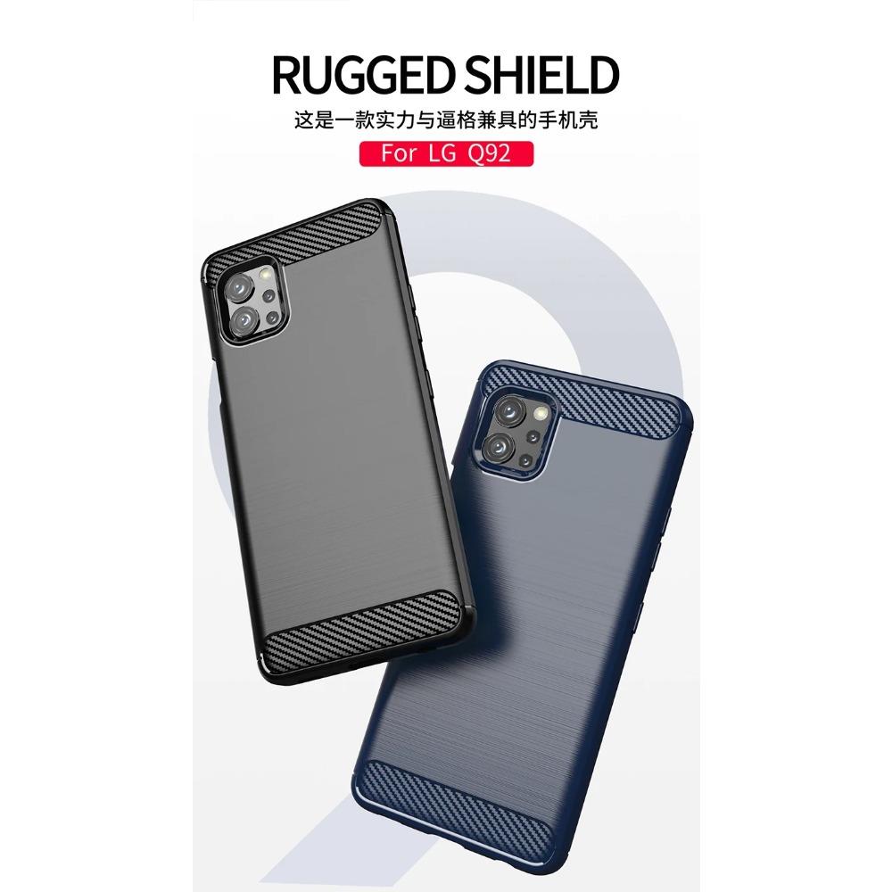 For LG Q92 5G Case Rubber Bumper Anti-knock Silicone Carbon Fiber Cover For LG Q92 Q51 Q61 K40S Phone Case For LG Q92 5G Case