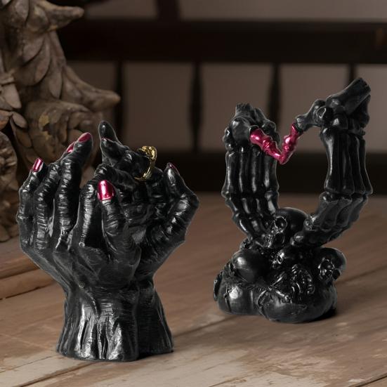 Skeleton Hand Figurine Halloween Gothic Love Heart Gesture Bone Hand