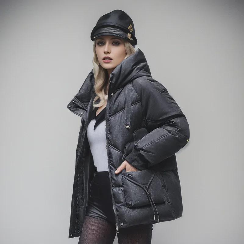 

Korean-Style Shiny Down Cotton Coat for Women - 2024 Winter Fashion, Short and Stylish