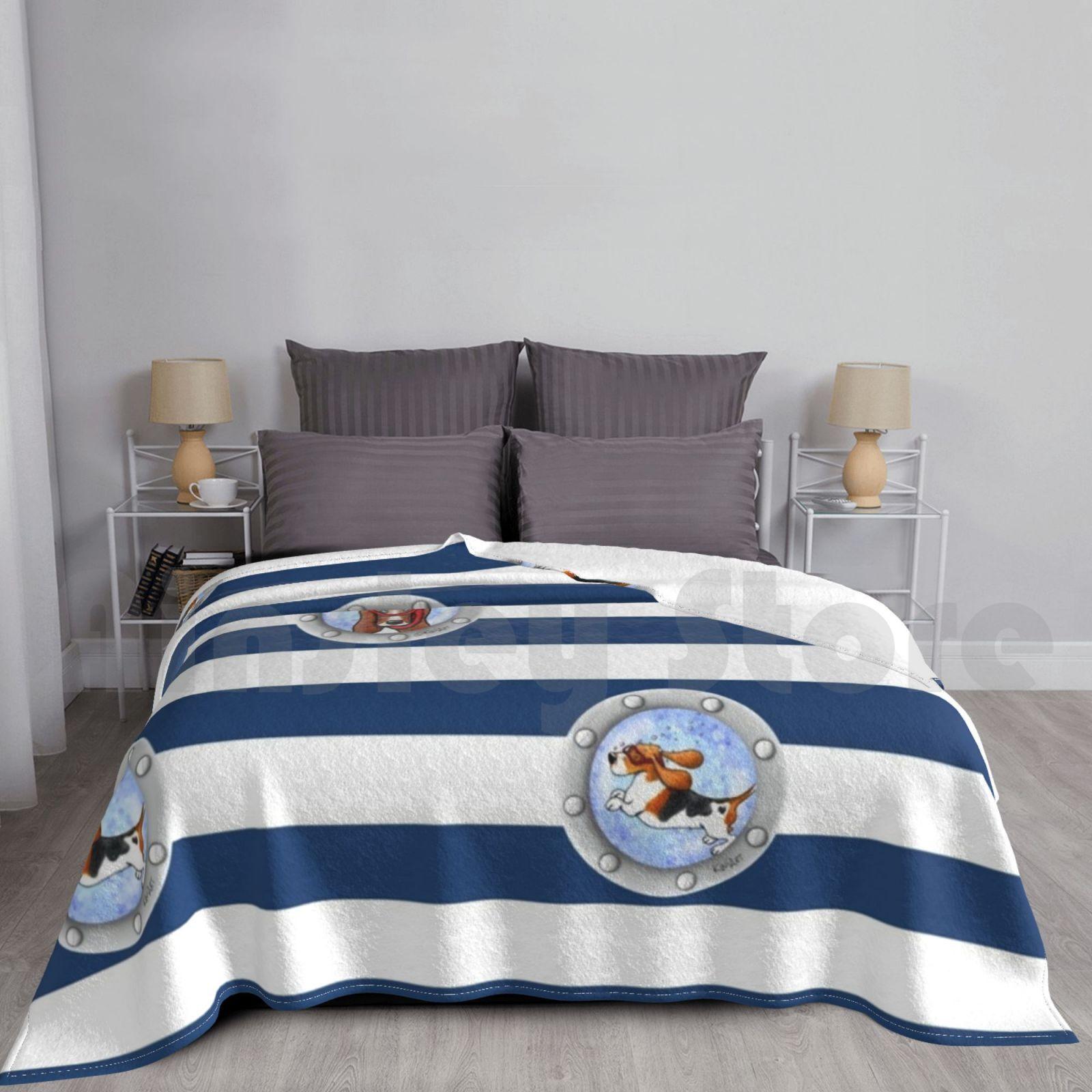Kiniart Porthole Basset Hounds Blanket Fashion Custom Kiniart Basset Basset Hound Snorkeling Size: 75*100cm, Weight: 230 GSM