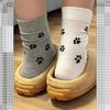 3 Pairs Cute Cartoon Dog Paws Socks - All-Match Middle Tube Korean Style College Socks for Women