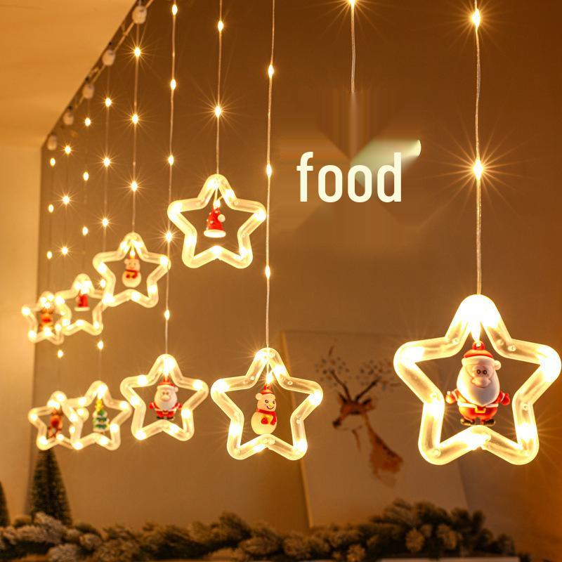 USB Remote Control Christmas Star & Snowflake Copper Wire Curtain Lights