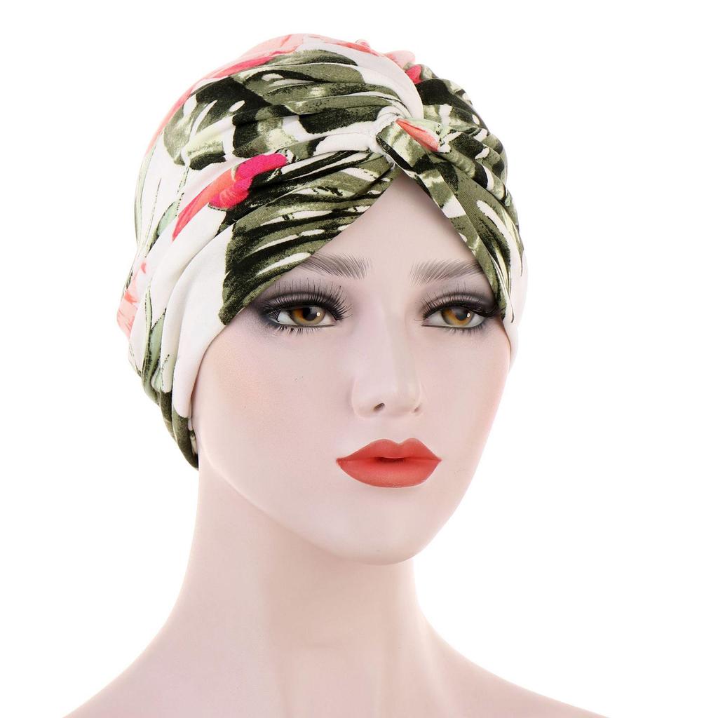 Floral Twist Leopard Print Headscarf Hat