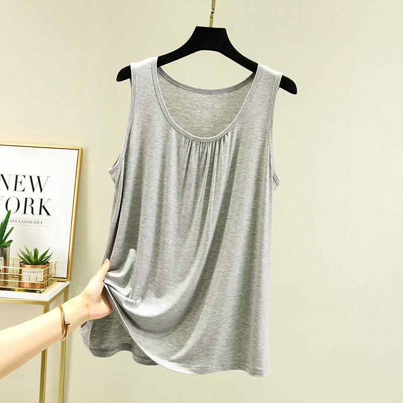 Damen Modal Camisole in großen Größen: Sommer Ärmelloses Locker sitzendes Oberteil im T-Shirt-Stil, Große Größe