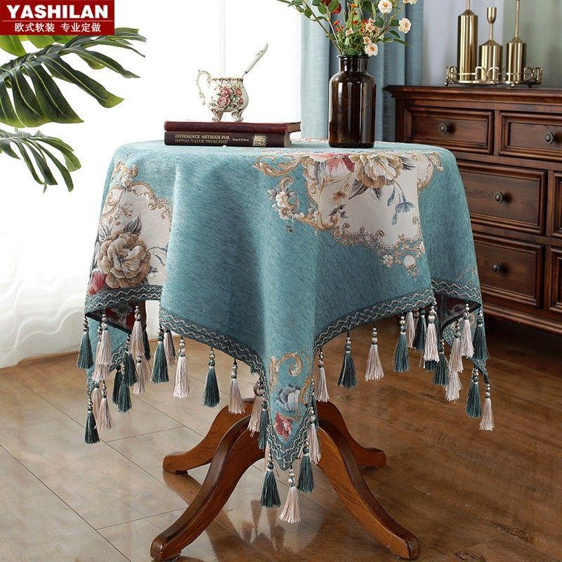 

Круглая скатерть в североевропейском стиле, тканевая круглая скатерть, покрывало для маленького кофейного столика, покрывало для кровати, чехол для тумбы под телевизор, доступная роскошь, американская скатерть Ice Blue(Lina-Blue) Square 100*100cm