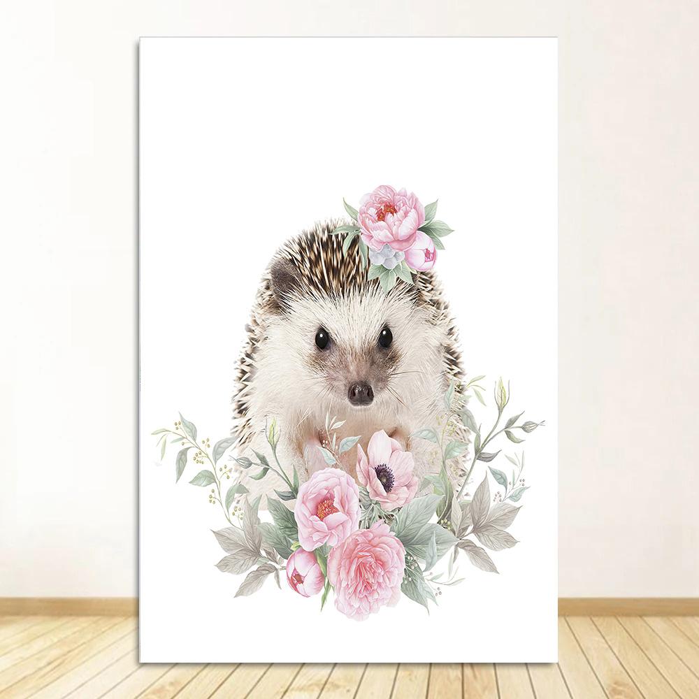 Baby Room Animal Wall Art Canvas Painting Cute Elephant Lion Giraffe Decor Poster Child Bedroom Personalised Kids Picture Decor